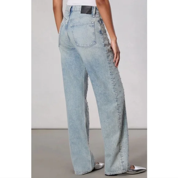 Rag & Bone The Shea High Rise Relaxed Pearl Embellished Jeans New Size 27 - Picture 4 of 15